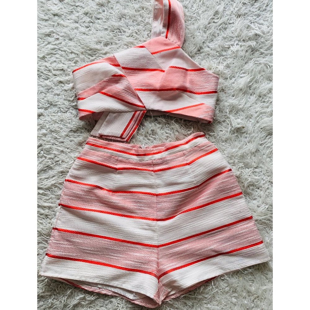 Red & White Shorts Set
